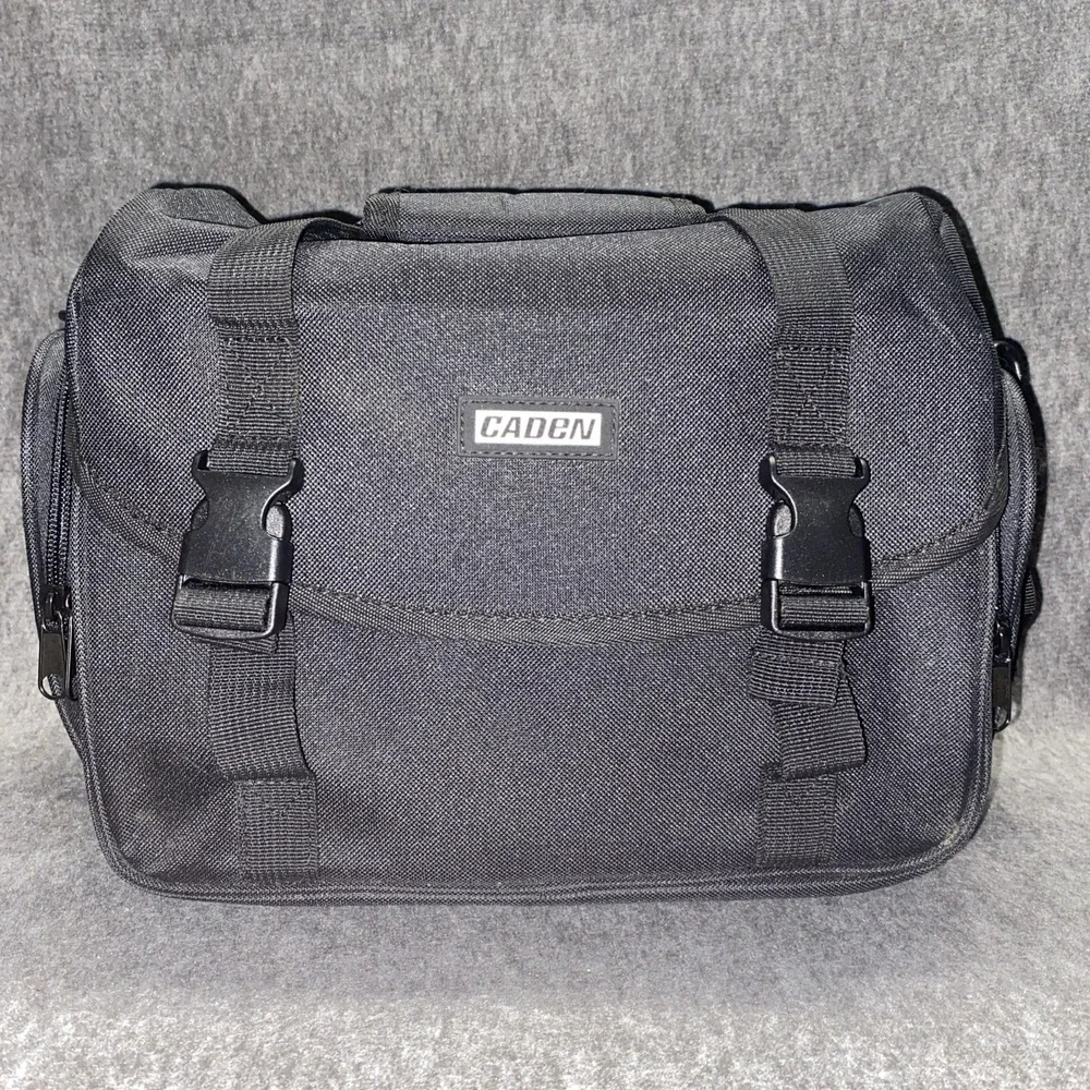 CADeN‎ Camera Bag Case Shoulder Strap Large Black Red Pockets Nikon Canon Sony